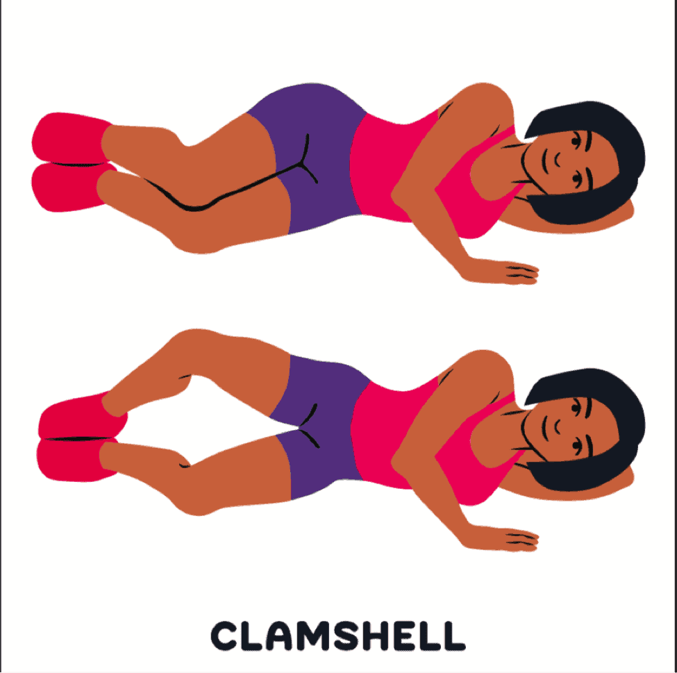 bài tập cho người đau lưng: clamshell